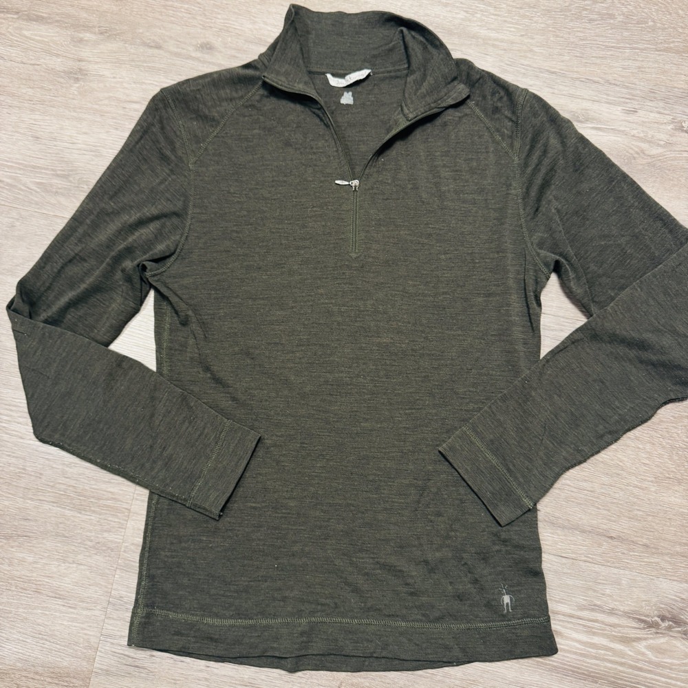 Smartwool Merino Wool Quarter Zip Base Layer Top Gray Mens Medium